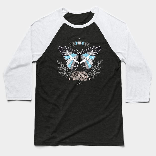 Demiboy Butterfly LGBT Pride Flag Baseball T-Shirt by Psitta